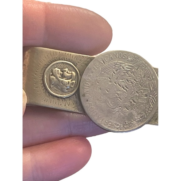 Vintage 1960s Mexico Alpaca coin symbol Money clip - Picture 4 of 5